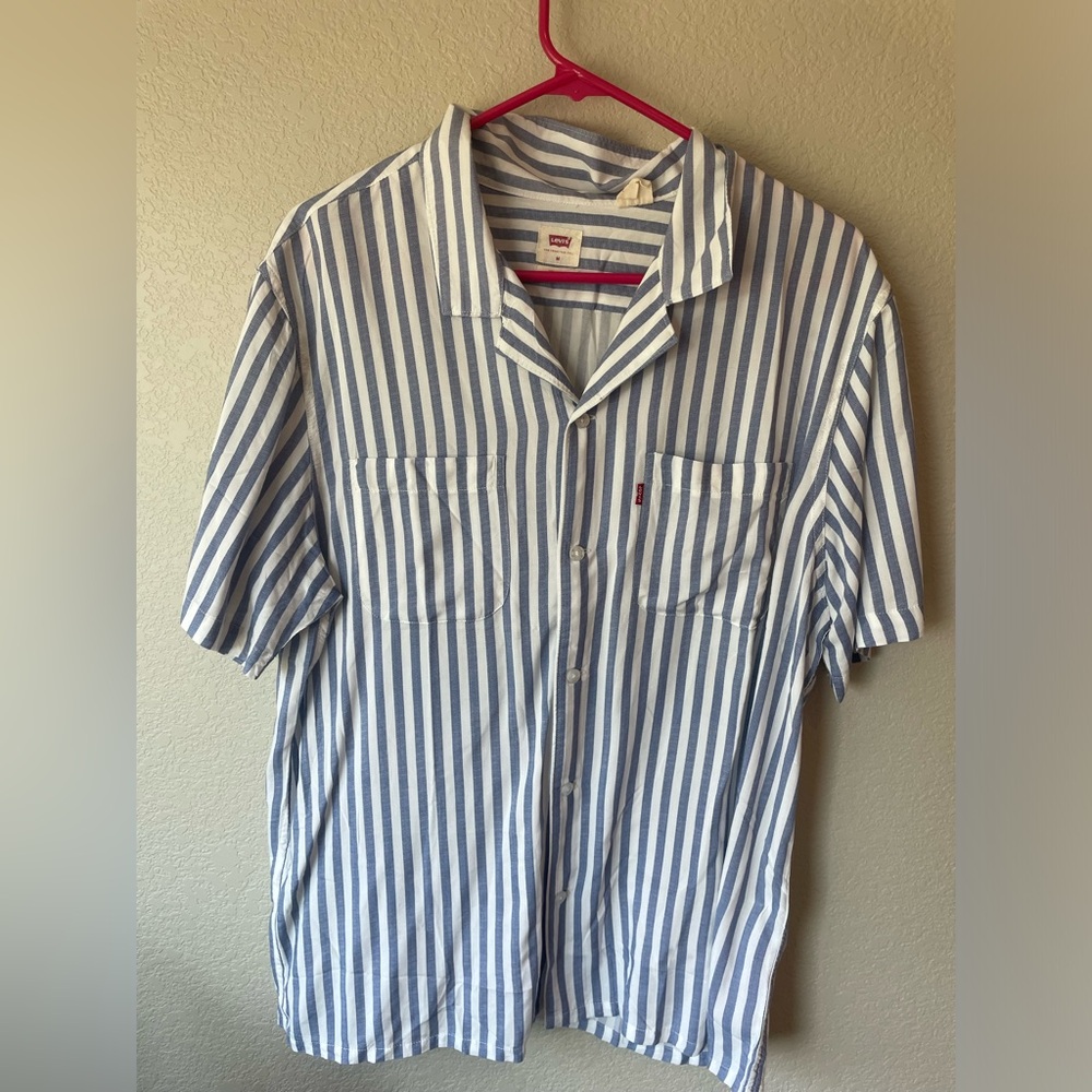 Levis Blue Stripe short sleeve button up